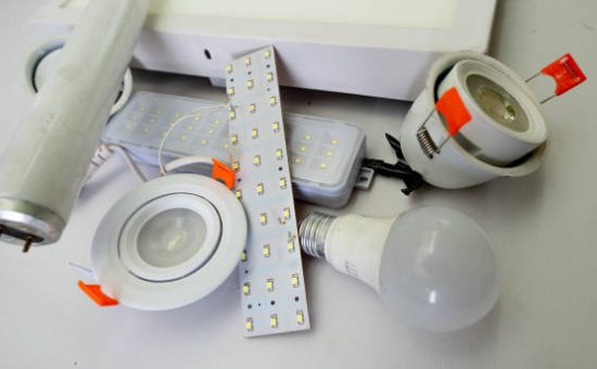 Several generations of electric lamps including square LED
